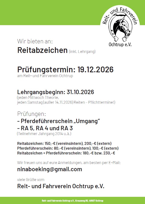 Reitabzeichen 2026 Flyer