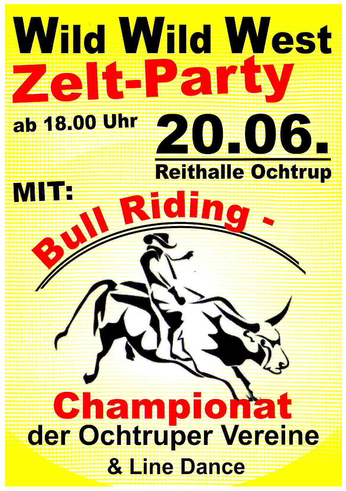 Flyer - Wild Wild West Zelt-Party  Bullriding